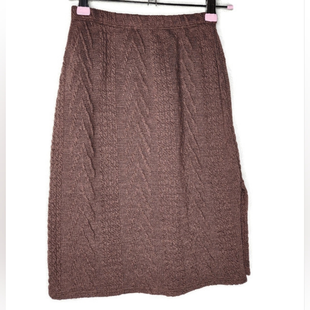 7Day Wknd Cable Knit Mini Skirt in Brown Size S